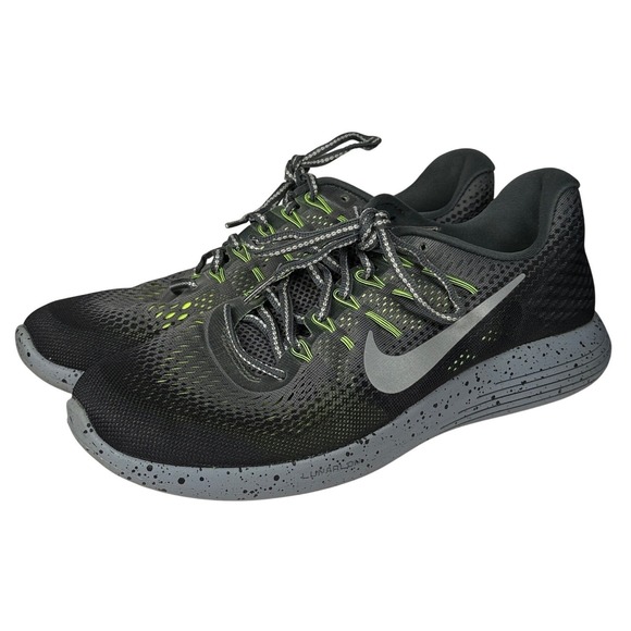 Nike Flyknit Lunarglide 8 Womens 11 Gray Neon Running Athletic Training Shoe - Picture 2 of 8